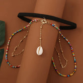 Arzonai Multicolor Beaded Natural Shell Thigh Chain